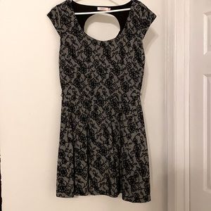 Womens XL short grey dress with black floral embroidery. New with tags.